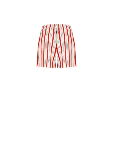 Pantalon court rayé avec élastique et lacets à la taille Rinascimento