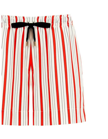 Short Striped Trousers With Elastic And Waist Laces Rinascimento