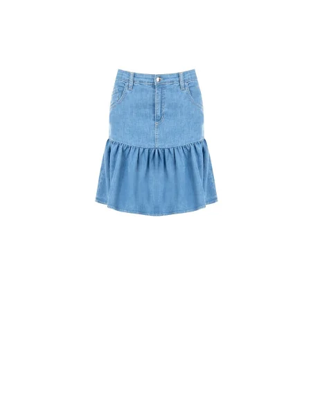 Rinascimento Stretch Denim Ruffle Skirt