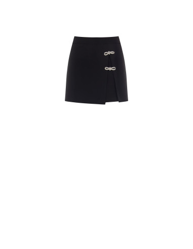 Bistretch Fabric Miniskirt With Rhinestone Bowknot Rinascimento