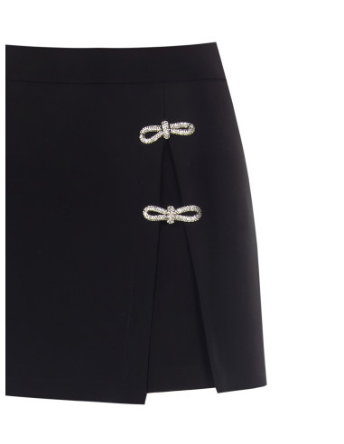 Minigonna Pantalone In Tessuto Bistretch Con Fiocchetti In Strass Rinascimento