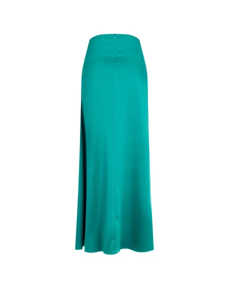 Rinascimento Wheeled Satin Long Skirt With Draping