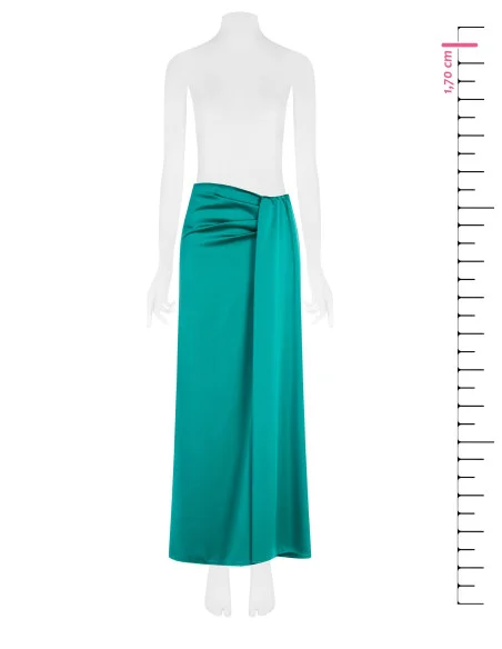 Rinascimento Wheeled Satin Long Skirt With Draping