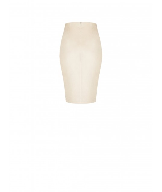 Faux Suede Pencil Skirt With Side Slit Rinascimento