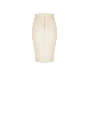 Faux Suede Pencil Skirt With Side Slit Rinascimento