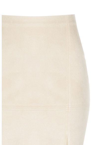 Faux Suede Pencil Skirt With Side Slit Rinascimento