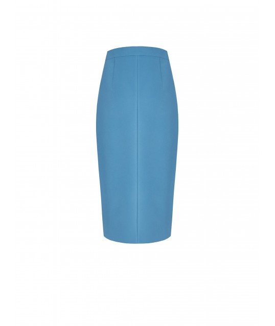Technical Fabric Pencil Skirt With Front Slit Rinascimento
