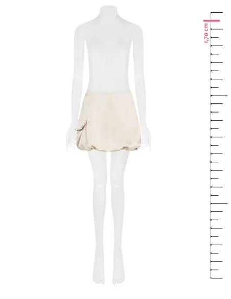 Satin Balloon Mini Skirt With Pocket And Jewel Button On Side Rinascimento