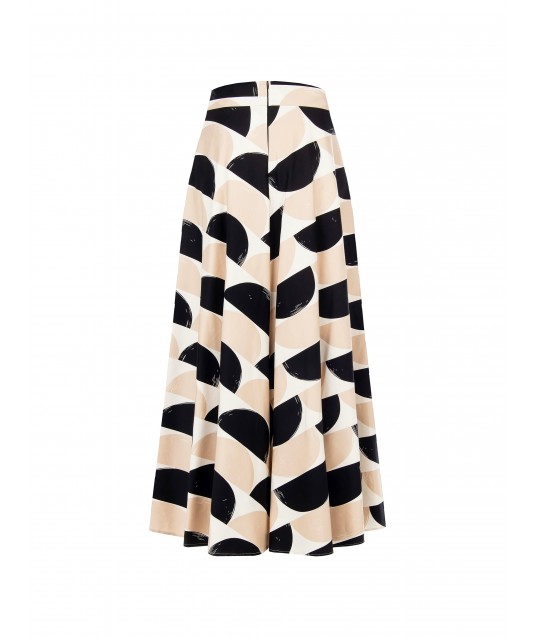 Gonna Lunga A Ruota In Misto Cotone Maxi Pois Con Tasche Rinascimento