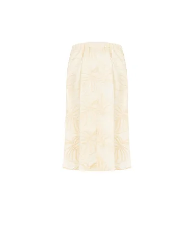 Jupe midi en coton avec broderie de feuilles et pompons Rinascimento