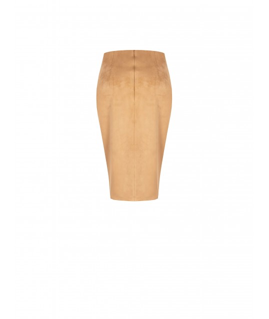 Jupe crayon en simili-cuir à effet daim avec fente Rinascimento