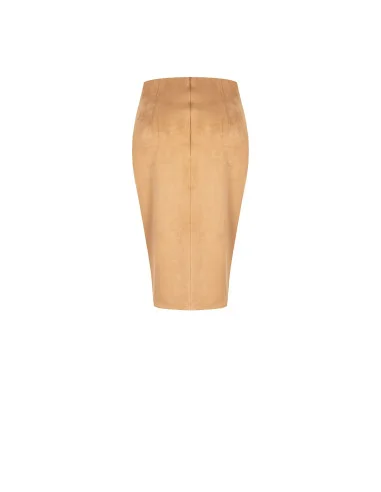 Jupe crayon en simili-cuir à effet daim avec fente Rinascimento