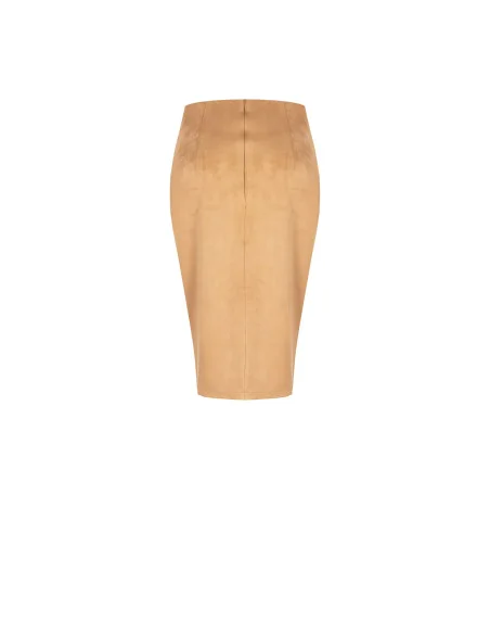 Jupe crayon en simili-cuir à effet daim avec fente Rinascimento