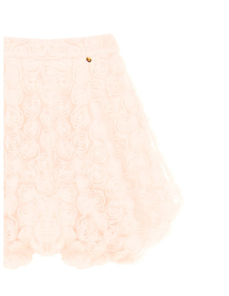 Minigonna A Palloncino Con Delicate Rose In Tulle Effetto Tridimensionale Rinascimento