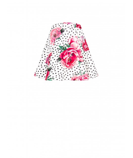 Flower and polka dot print miniskirt with elasticated waistband in crepe fabric Rinascimento