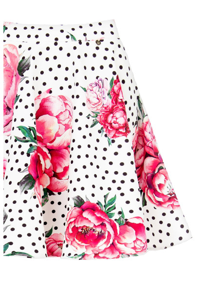 Minijupe à fleurs et à pois avec taille élastiquée en crêpe Rinascimento