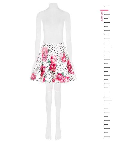 Minijupe à fleurs et à pois avec taille élastiquée en crêpe Rinascimento