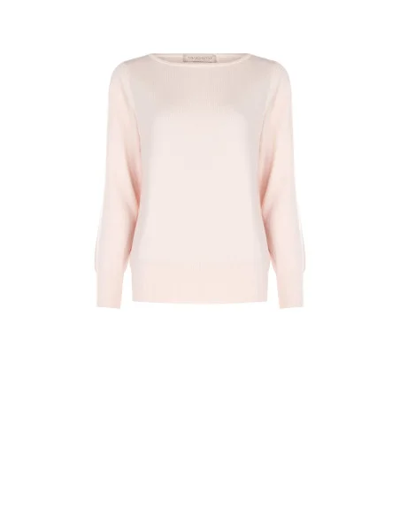 Barchetta Neck Sweater With Embroidered Logo Rinascimento