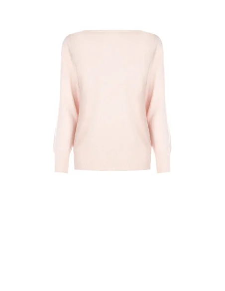Barchetta Neck Sweater With Embroidered Logo Rinascimento