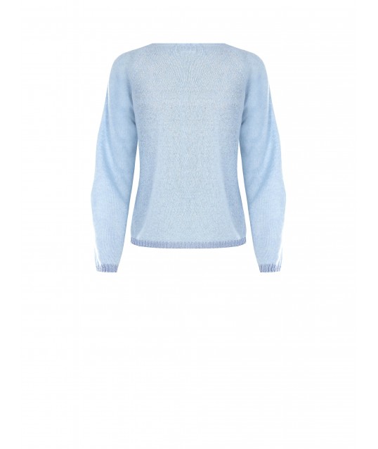 Crew-neck jumper with Lurex hems and Rinascimento logo plaque