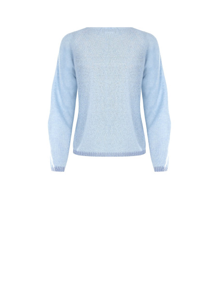 Crew-neck jumper with Lurex hems and Rinascimento logo plaque