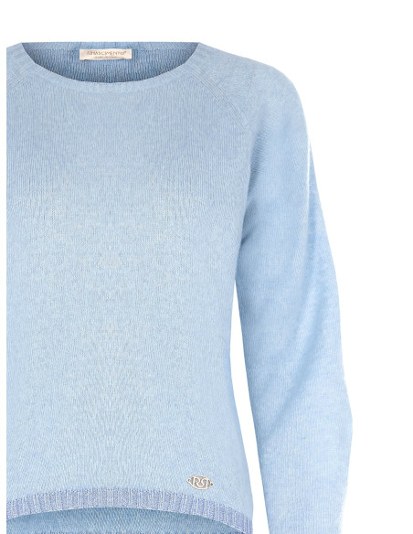 Maglione Girocollo Con Orli In Lurex E Targhetta Logo Rinascimento