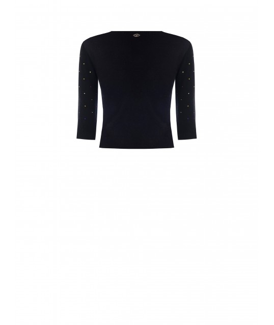 Multicolour Rhinestone 3/4 Sleeve Sweater Rinascimento