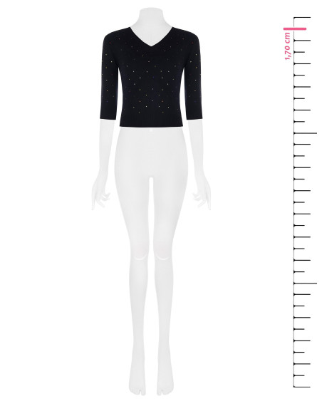Multicolour Rhinestone 3/4 Sleeve Sweater Rinascimento