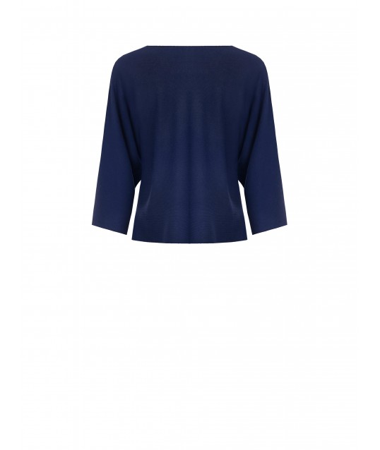 Rinascimento - Pull fluide avec logo perforé et manches 3/4