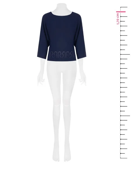 Rinascimento Fluid Sweater With Perforated Logo And 3/4 Length Sleeves