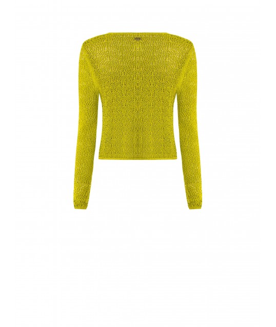 Perforated Mixed Viscose Cardigan With A String Of Lurex Rinascimento