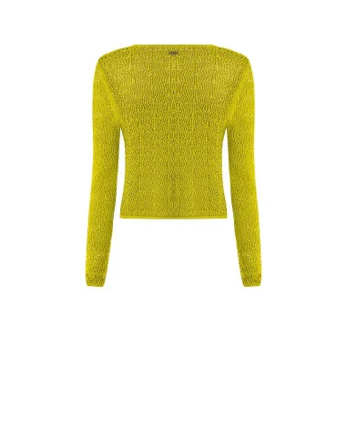 Cardigan perforé en viscose mélangée avec un cordon de Lurex Rinascimento