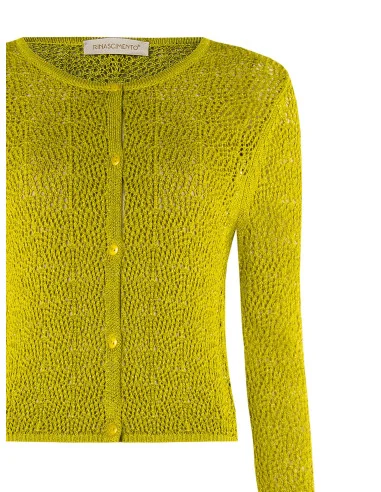 Perforated Mixed Viscose Cardigan With A String Of Lurex Rinascimento