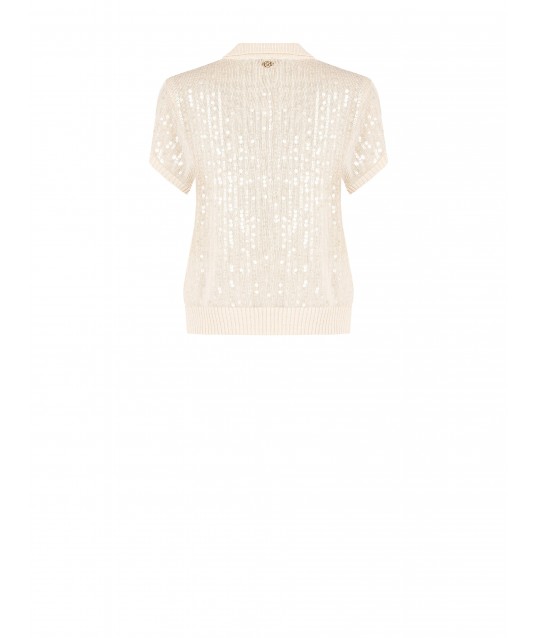 Polo In Maglia Ricoperta Di Paillettes Trasparenti Rinascimento