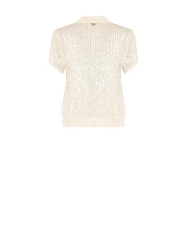 Polo tricoté recouvert de paillettes transparentes Rinascimento