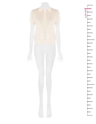 Polo tricoté recouvert de paillettes transparentes Rinascimento
