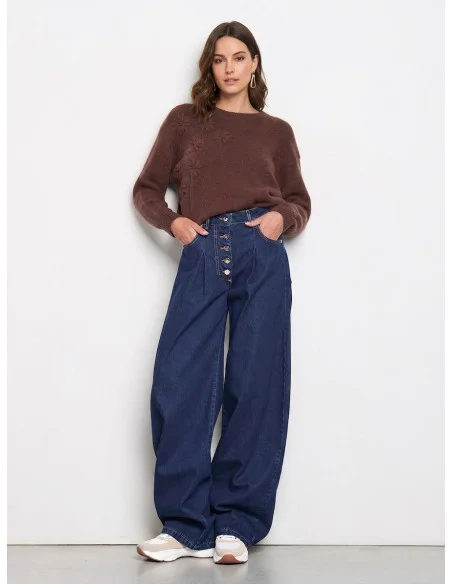 Pull large avec fleurs gaufrées Rinascimento