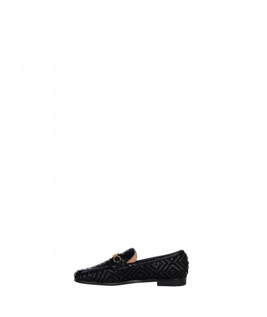 Mocassins en tissu tissé Rhombus avec logo en métal Rr Rinascimento