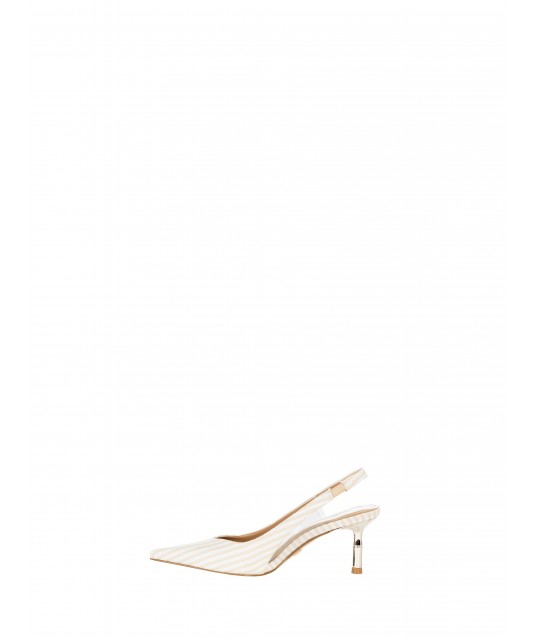 Décolleté avec talon moyen rayé marine et détail transparent Rinascimento