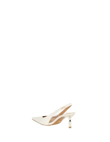 Slingback Décolleté With Navy Striped Medium Heel And Transparent Detail Rinascimento