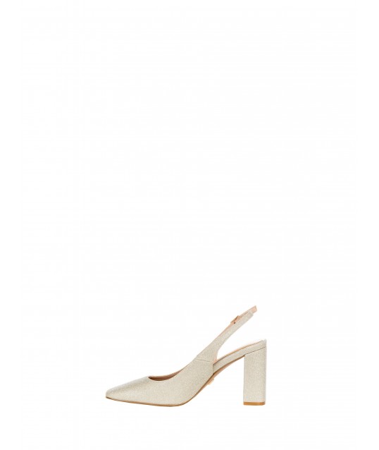 Glitter Slingback Décolleté With High Heel And Square Toe Rinascimento