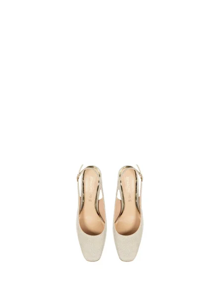 Glitter Slingback Décolleté With High Heel And Square Toe Rinascimento
