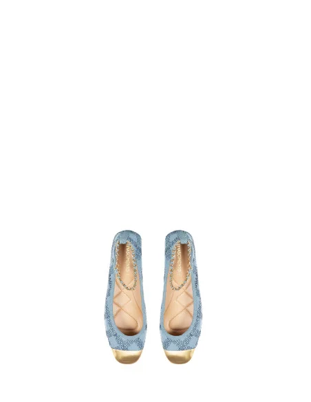 Ballerines en tissu brodé en losange avec pointes en métal Rinascimento