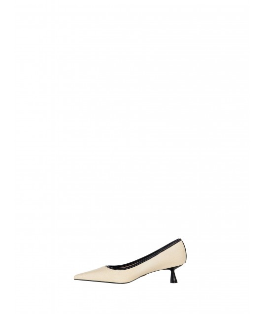 Canvas Effect Décolleté With Low Heel Rinascimento