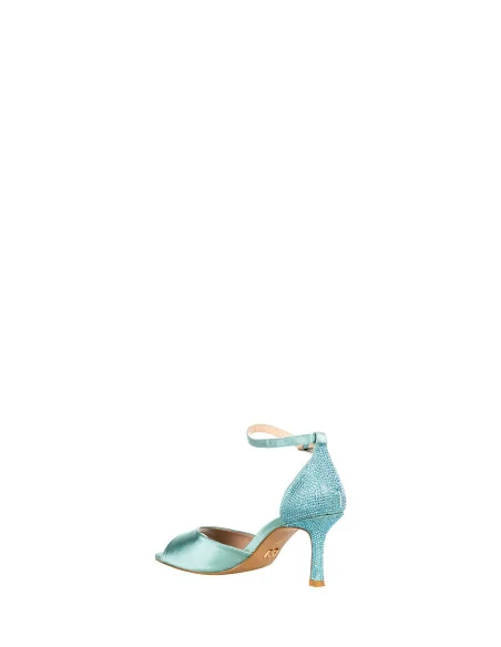 Satin Sandals With Middle Heel Covered In Rhinestone Rinascimento