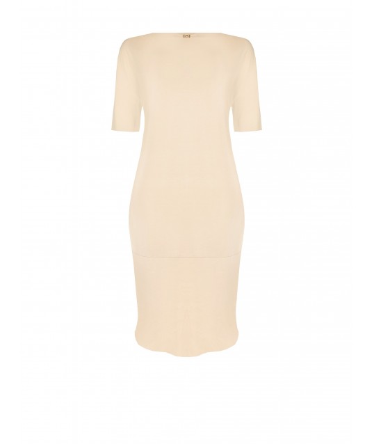 Curvy T-Shirt Dress With Seamed Seams And Raw Cut Neckline Rinascimento Curvy