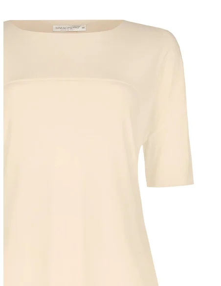 Curvy T-Shirt Dress With Seamed Seams And Raw Cut Neckline Rinascimento Curvy