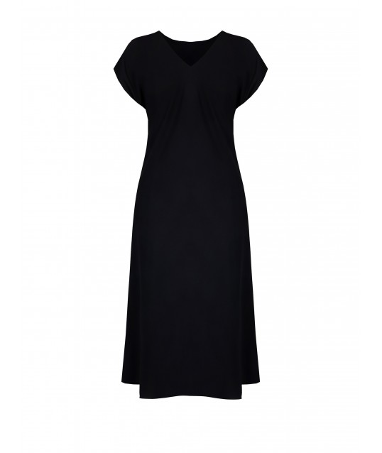 Rinascimento Curvy V-Neck Backless Fluid Fabric Long Dress