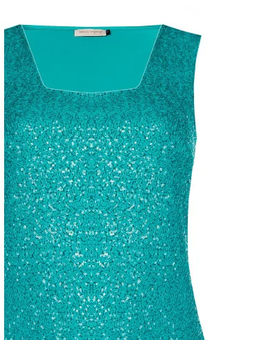 Top Curvy à encolure carrée couvert de paillettes sur le devant Rinascimento Curvy