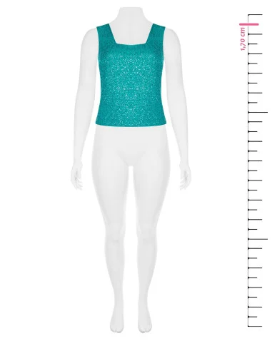 Top Curvy Ricoperto Di Paillettes Davanti Con Scollo Quadrato Rinascimento Curvy